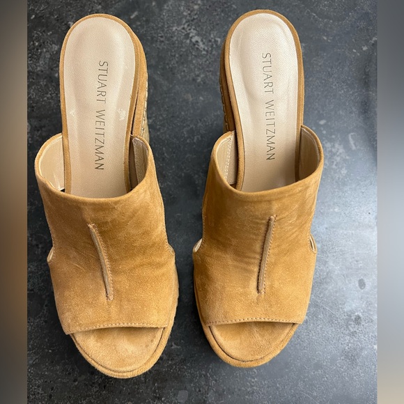 Stuart Weitzman Camel Suede Mules - Picture 1 of 6